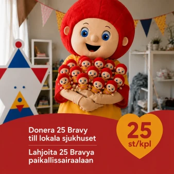 Lahjoita 25 Bravy-pehmoleluja sairaalassa oleville lapsille kuva