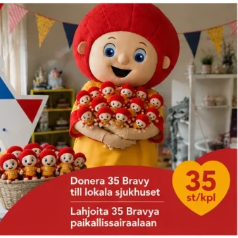 Lahjoita 35 Bravy-pehmoleluja sairaalassa oleville lapsille kuva