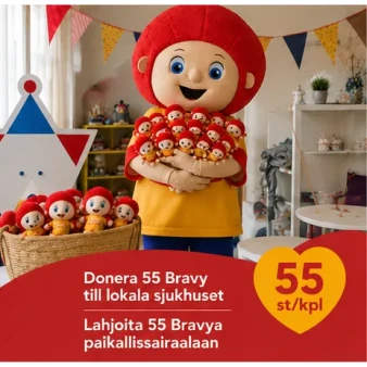 Lahjoita 55 Bravy-pehmoleluja sairaalassa oleville lapsille kuva